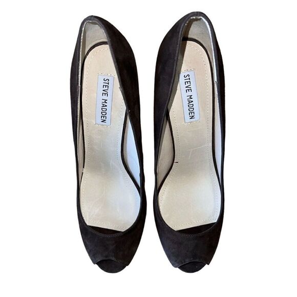 Steve Madden Brown Suede Peep Toe Pump GREAT CONDITION Womens Size 10 - Picture 4 of 9